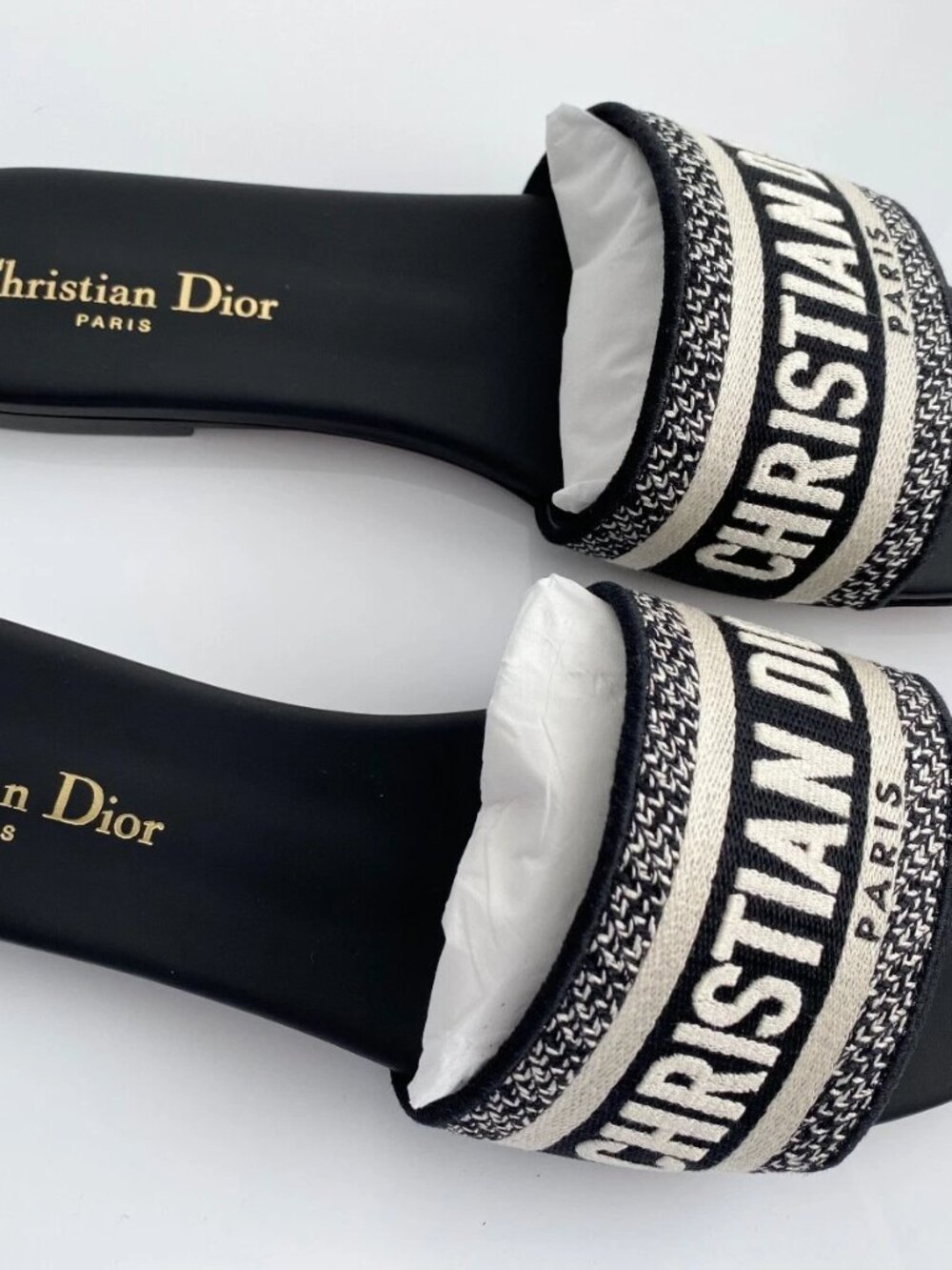 Christian Dior Sparkly Dway Slide Black Sandals - Picture 6 of 12